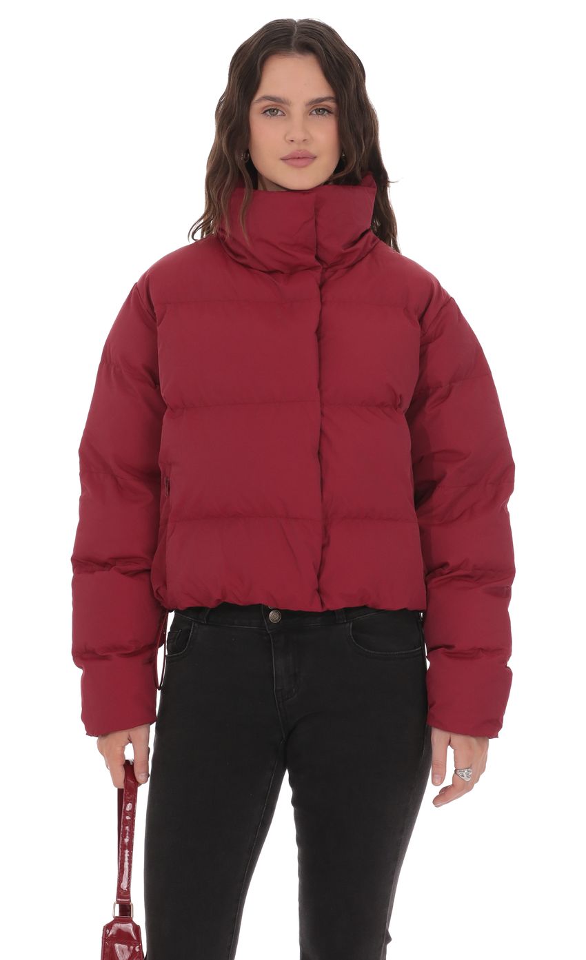 Lucy In The Sky Puffer Jacket in Deep Red