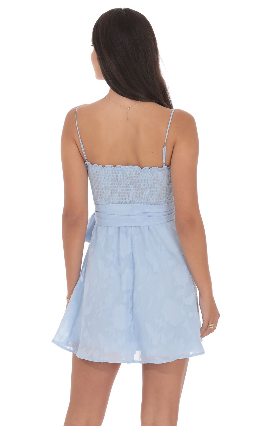 Lucy In The Sky Floral Corset A-line Dress in Light Blue