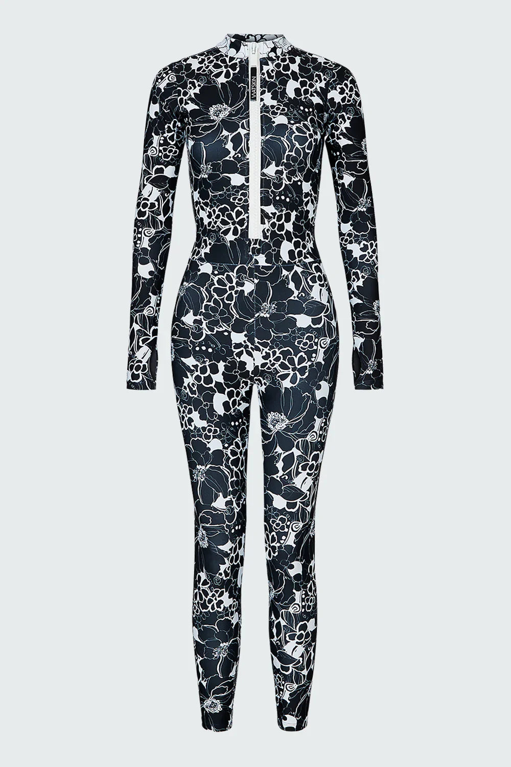 Watskin Sunwear Jenna Catsuit in Black and White Floral