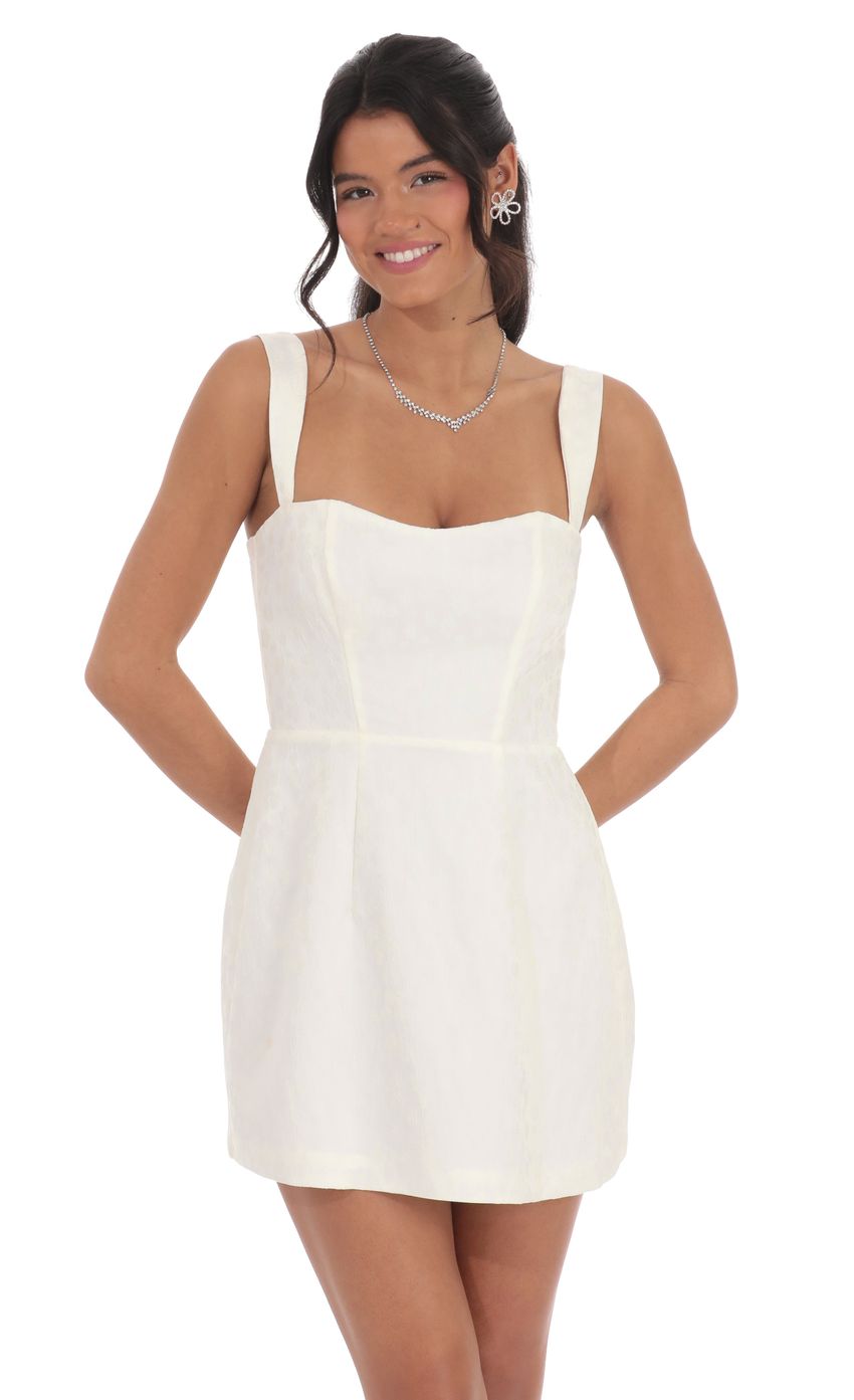 Lucy In The Sky Jacquard Corset A-Line Dress in White