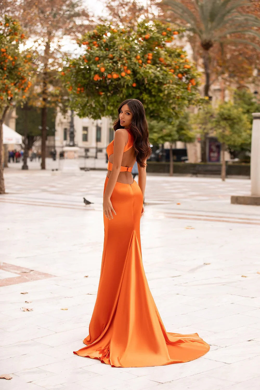Alamour The Label Alondra Satin Gown - Orange