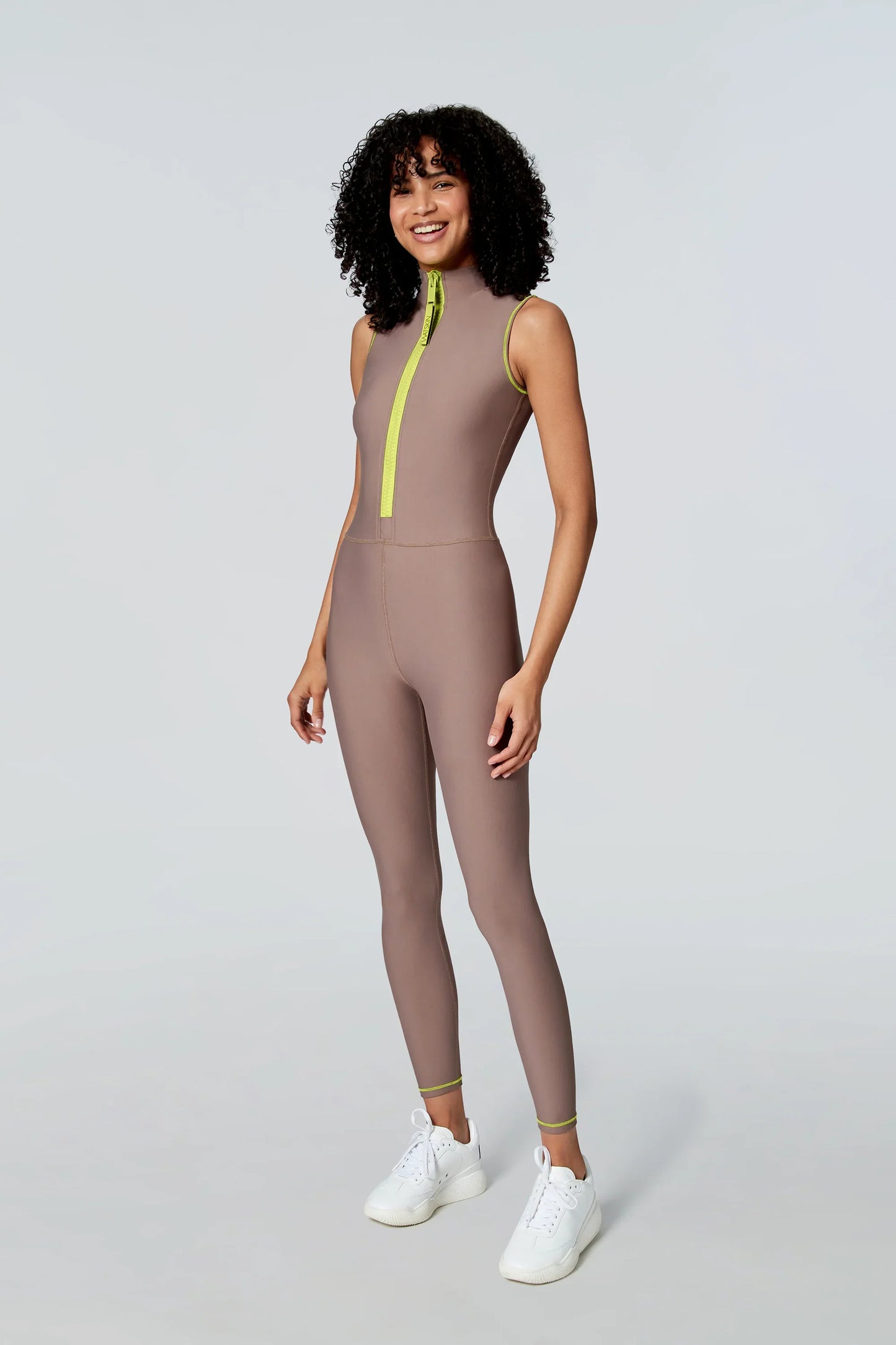 Watskin Sunwear Chloe Sleeveless Catsuit in Taupe