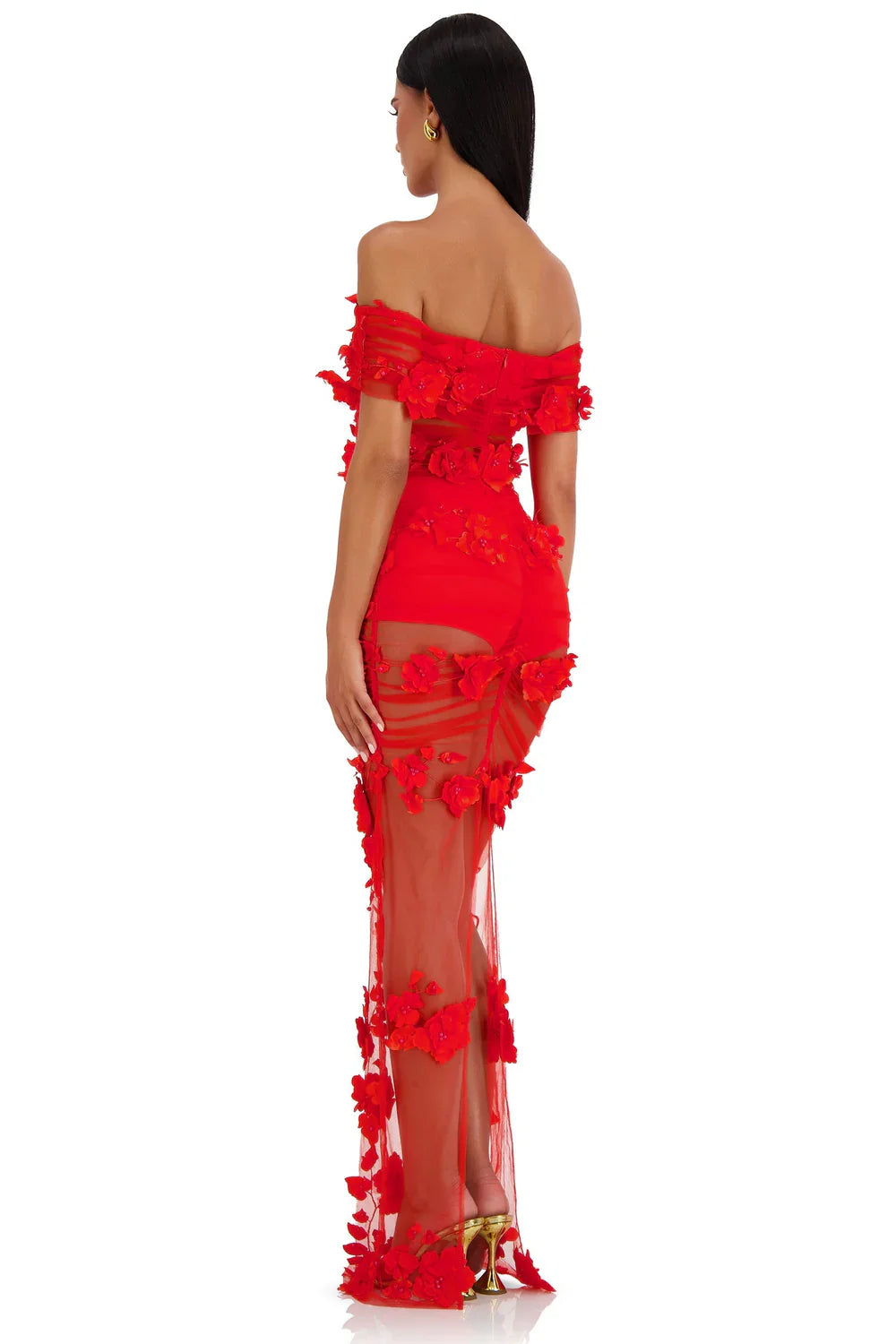 Alamour The Label Florentina Floral 3D Red Roses Dress Dress