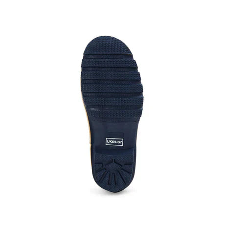 Jileon Rain Boots Ankle Height Rain Boots - Navy Blue with Cream Trim - Wide Foot - Easy to Slip On