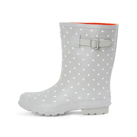 Jileon Rain Boots Half Height Rain Boots - Gray with White Spots - Wide Foot & Ankle