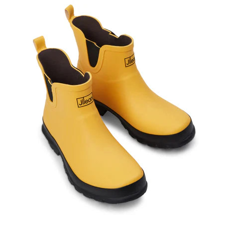 Jileon Rain Boots Ankle Height Rain Boots - Yellow Matt - Wide Foot - Easy to Slip On