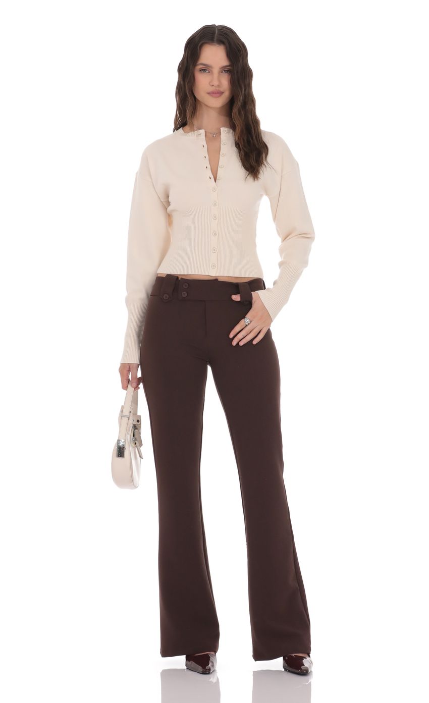 Lucy In The Sky Low Rise Boot Cut Pants in Brown