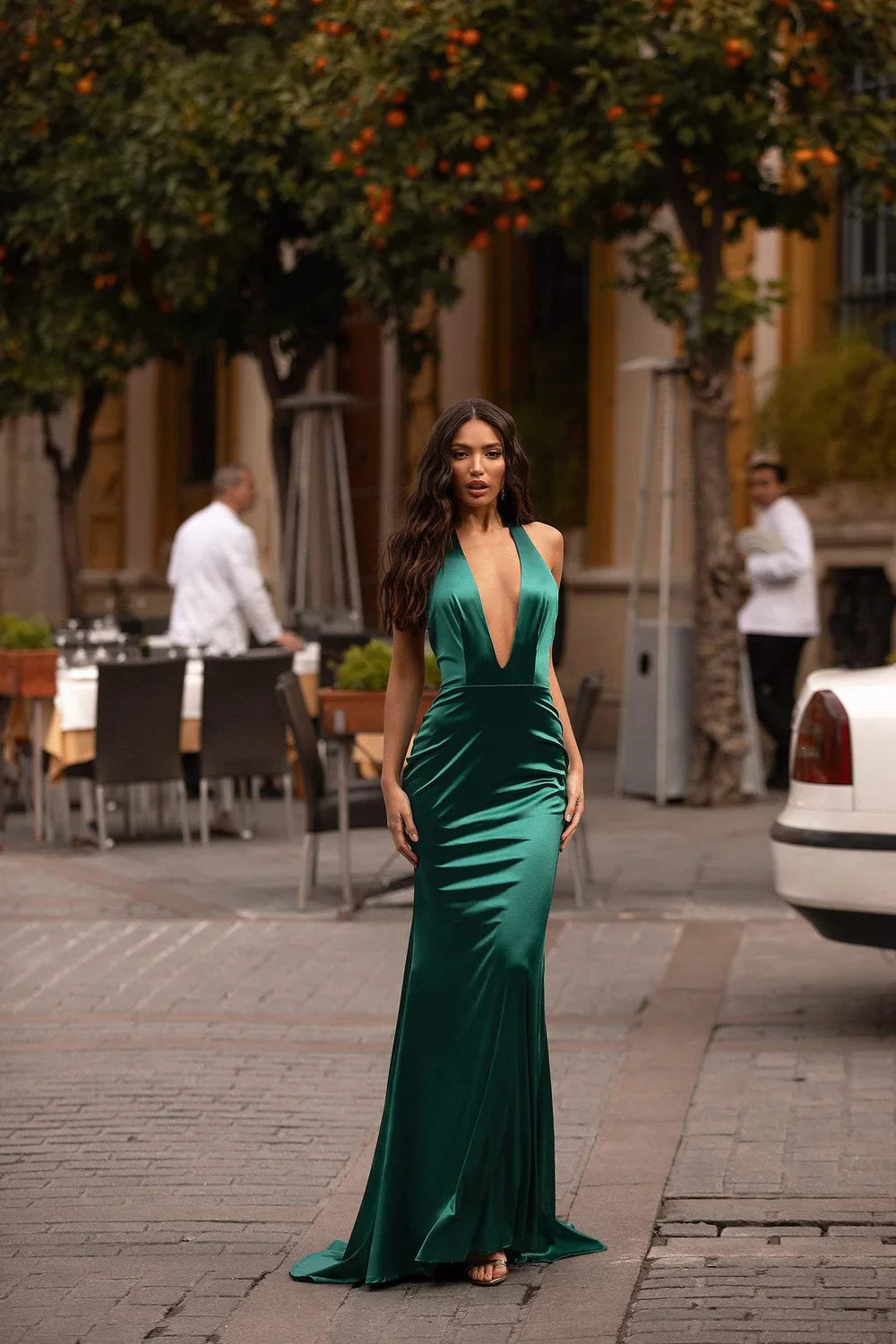 Alamour The Label Ria Satin Gown - Emerald
