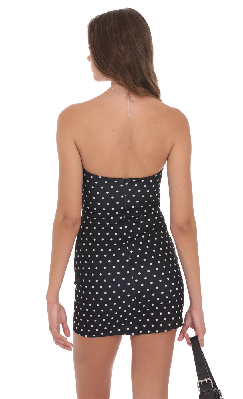 Lucy In The Sky Polka Dot Belted Bodycon Dress in Black