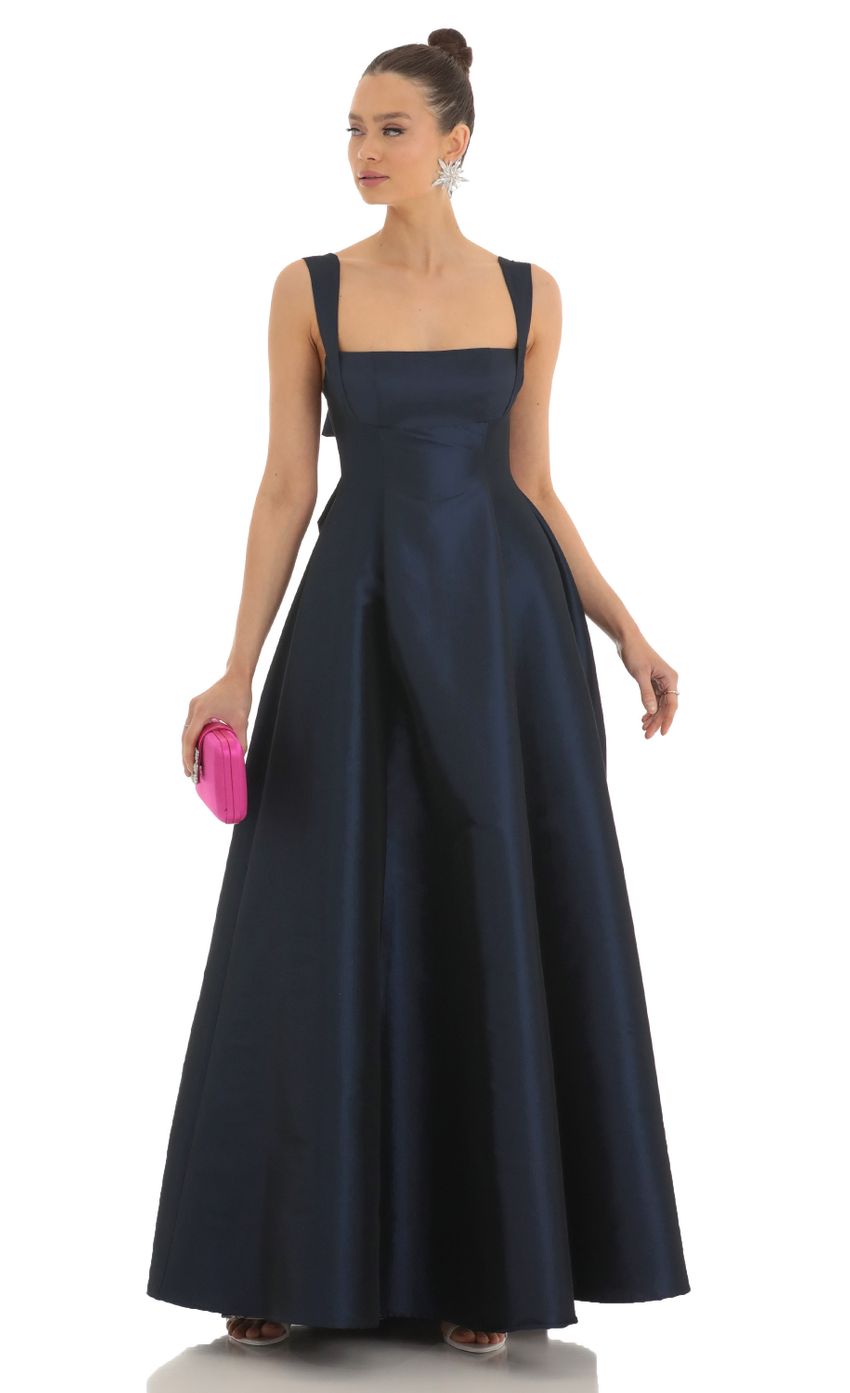 Lucy In The Sky Fit and Flare Maxi Dress in Navy