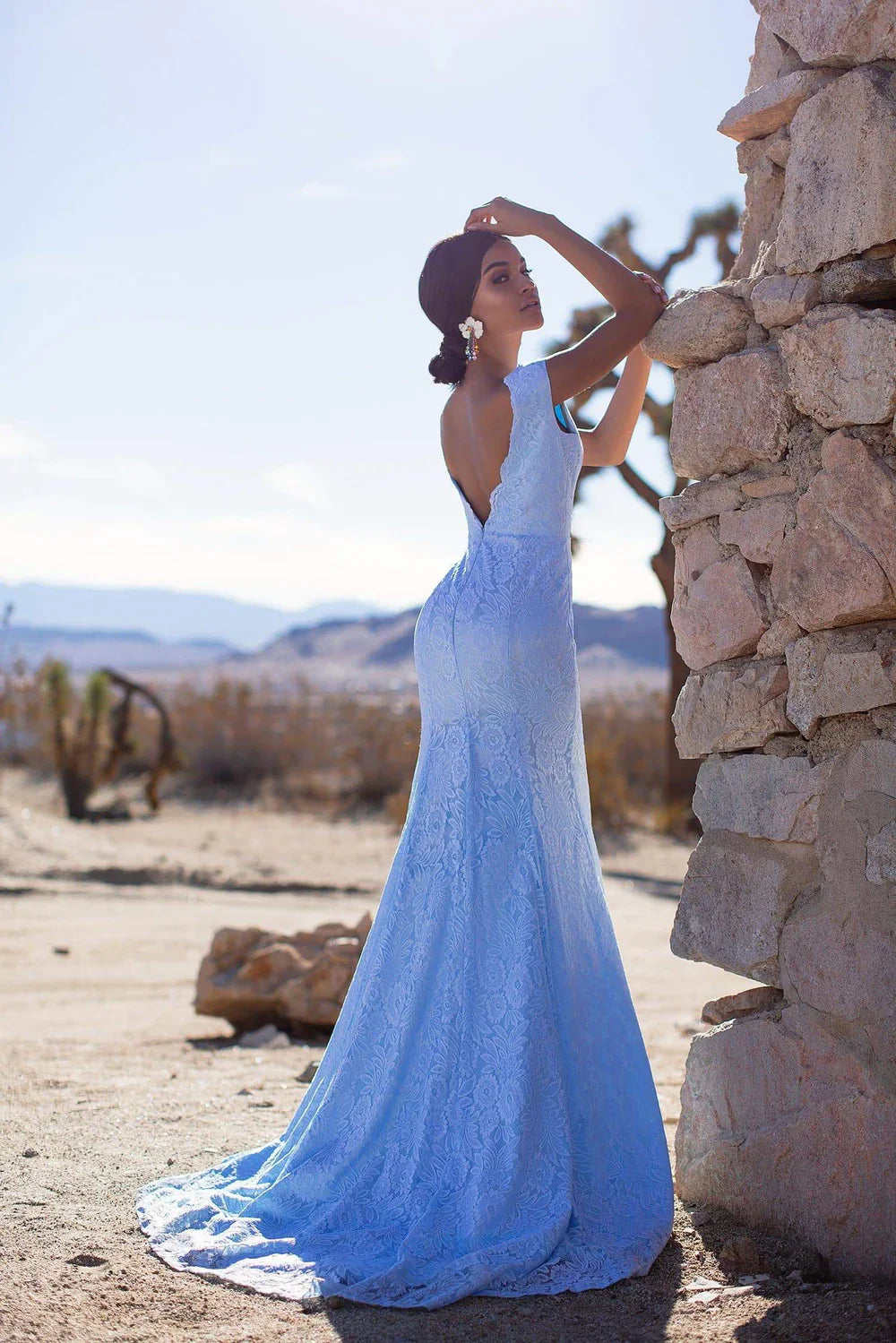 Alamour The Label Ivy Lace Gown - Sky Blue