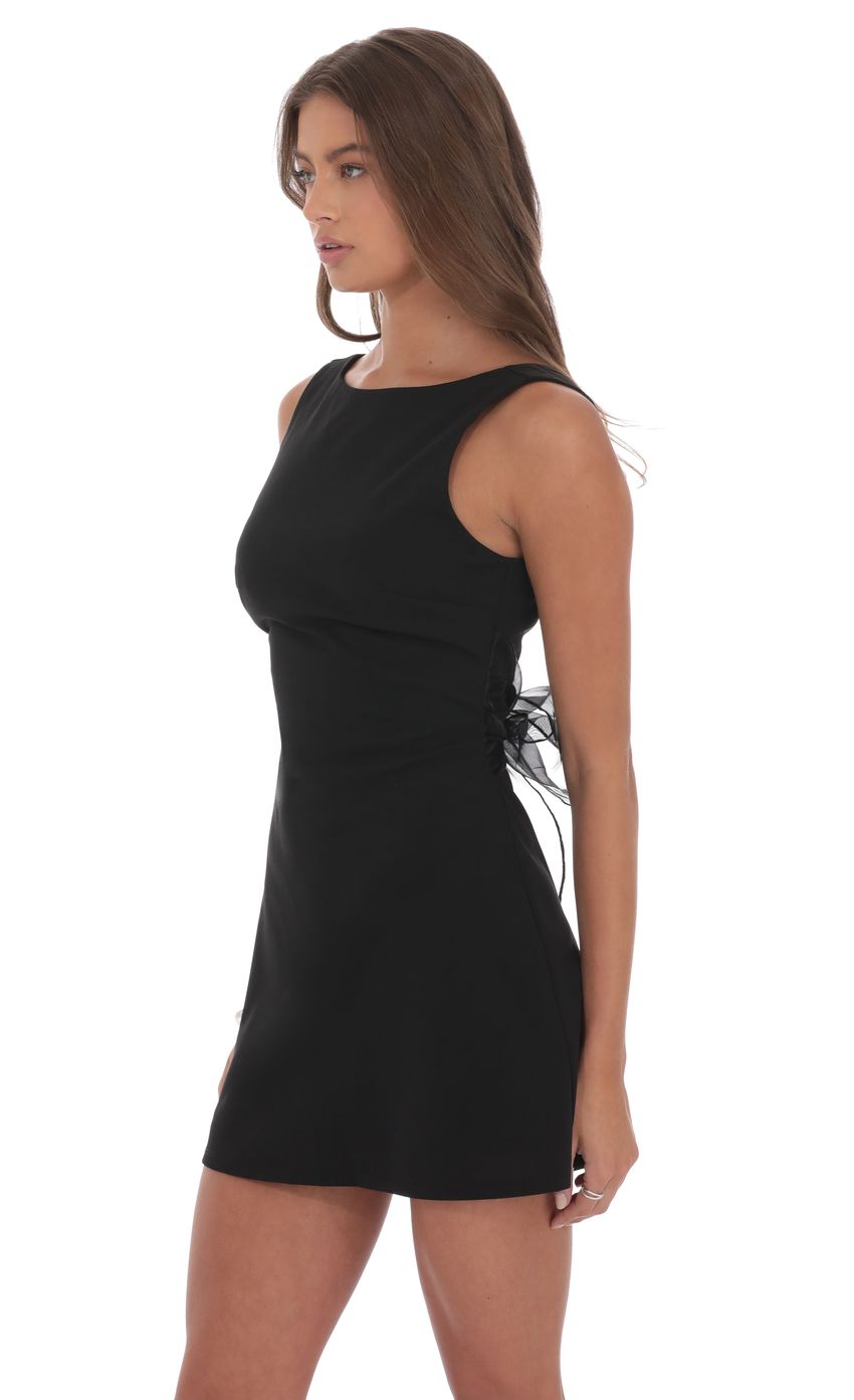 Lucy In The Sky High Neck Back Bow Dress in Black