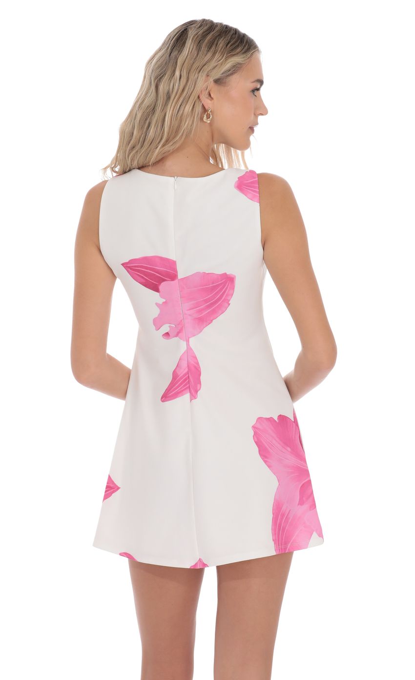 Lucy In The Sky Floral High Neck Dress in White