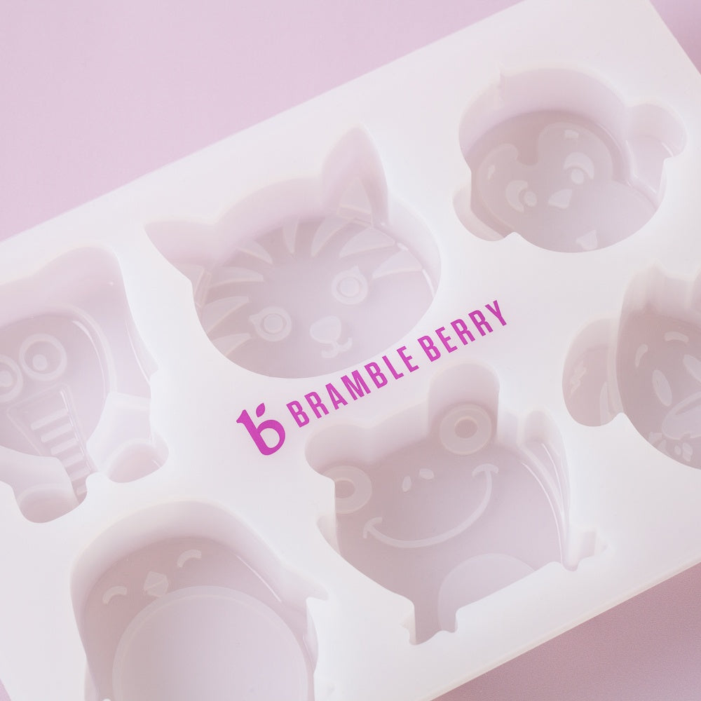 Bramble Berry 6 Cavity Kids Animals Silicone Mold (x3)