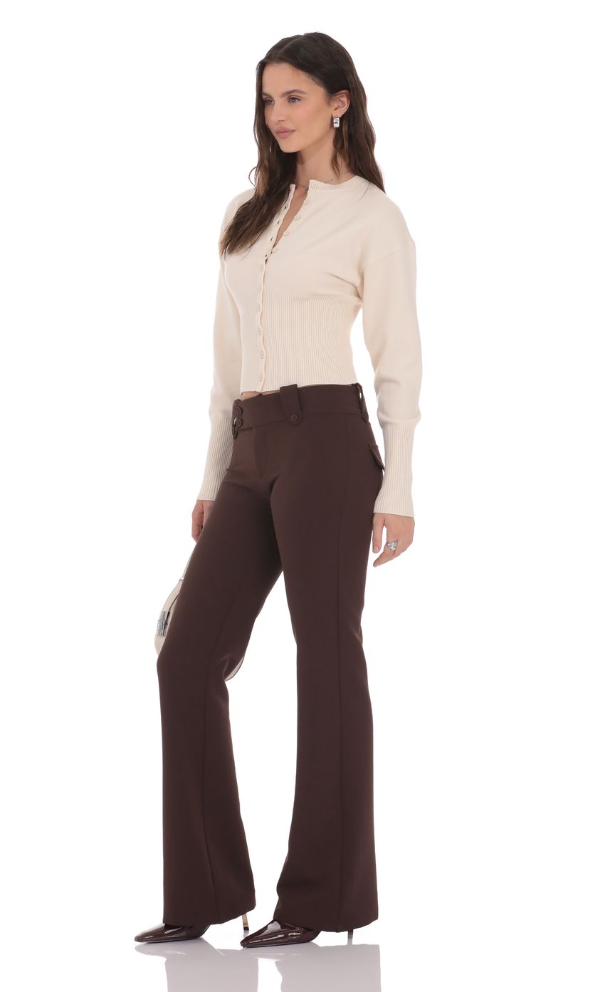 Lucy In The Sky Low Rise Boot Cut Pants in Brown