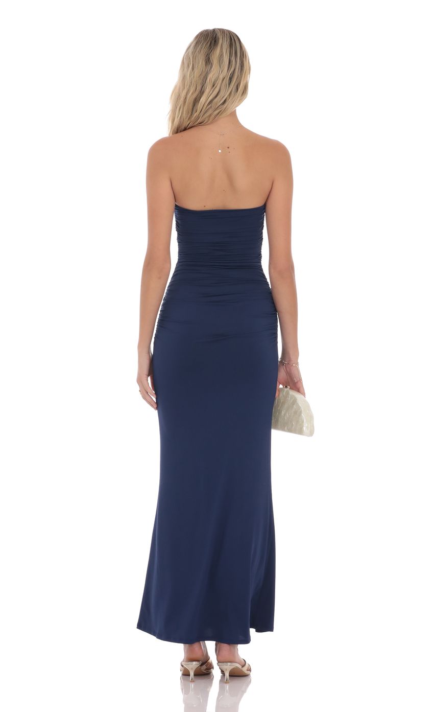 Lucy In The Sky Seashell Ruched Bodycon Maxi Dress in Navy