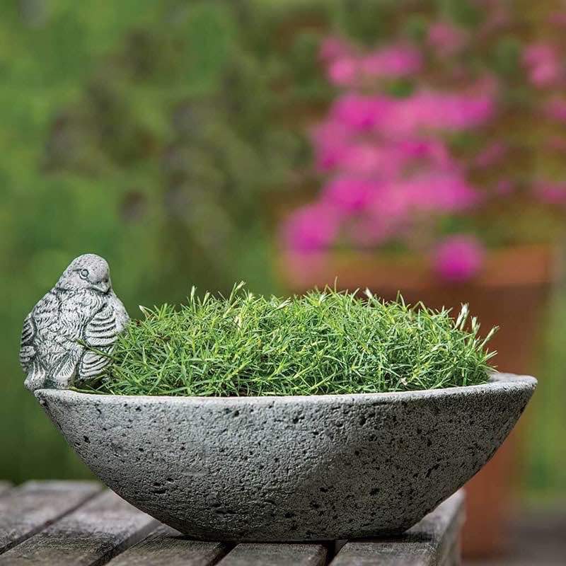 Wind and Weather Perched Bird Cast Stone Planter