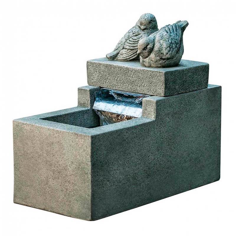 Wind and Weather Songbirds Cast Stone Tabletop Fountain