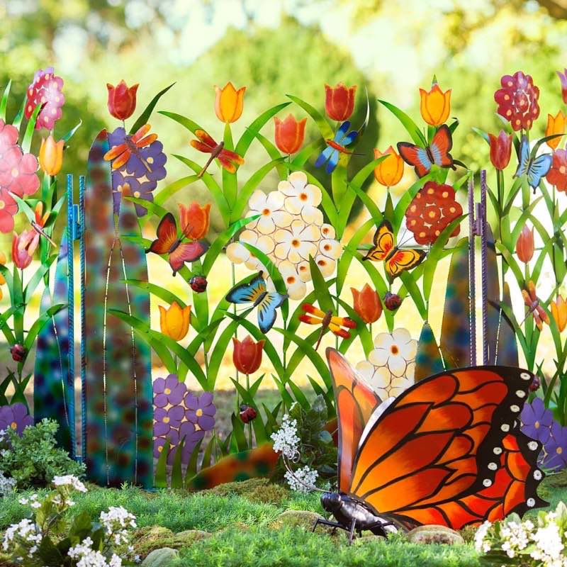 Wind and Weather Hand-Painted Orange Metal Monarch Butterfly Outdoor Sculpture