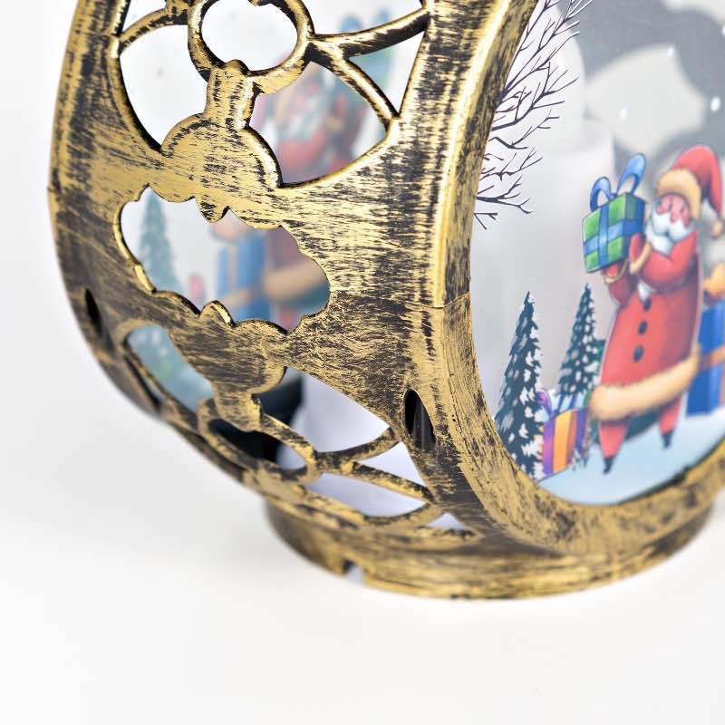 Wind and Weather Battery-Operated Santa Claus Lantern with Faux Candles