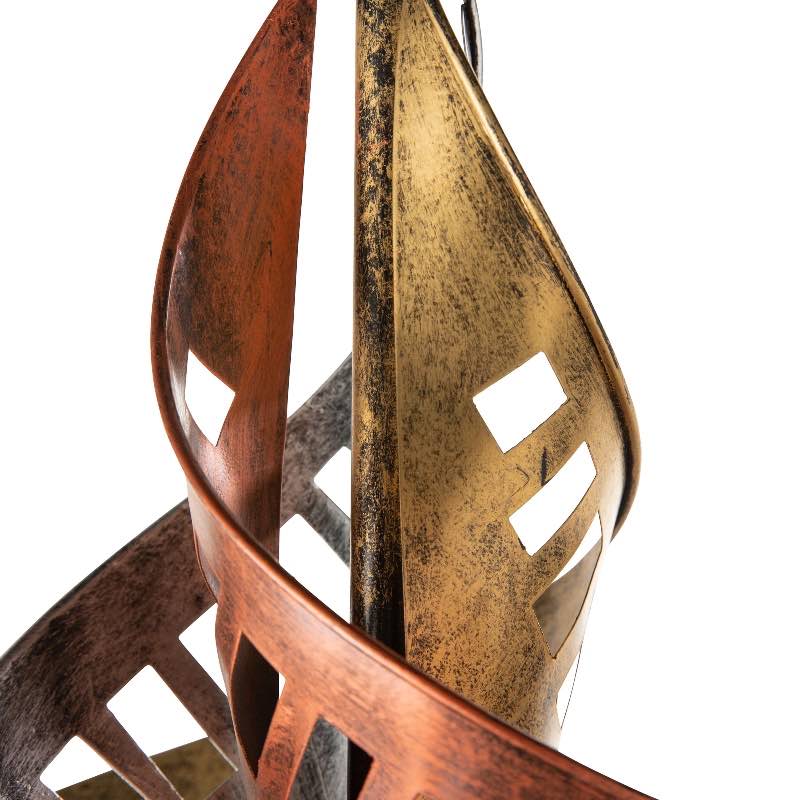 Wind and Weather Antiqued Metal Spiral Wind Spinner With Silver, Gold and Bronze Finishes