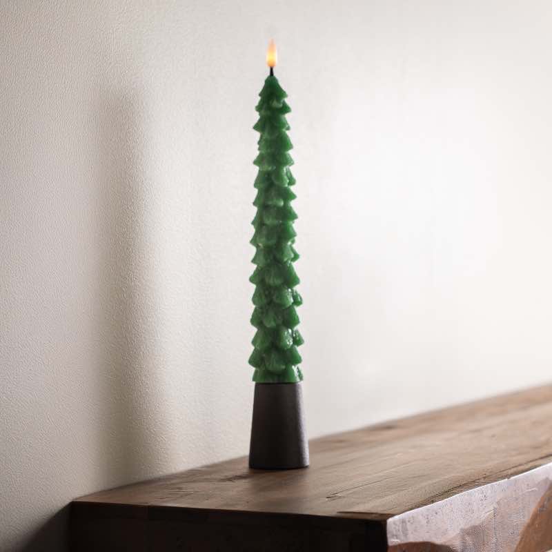 Wind and Weather LED Wax Tree Taper Candle with Realistic Wick
