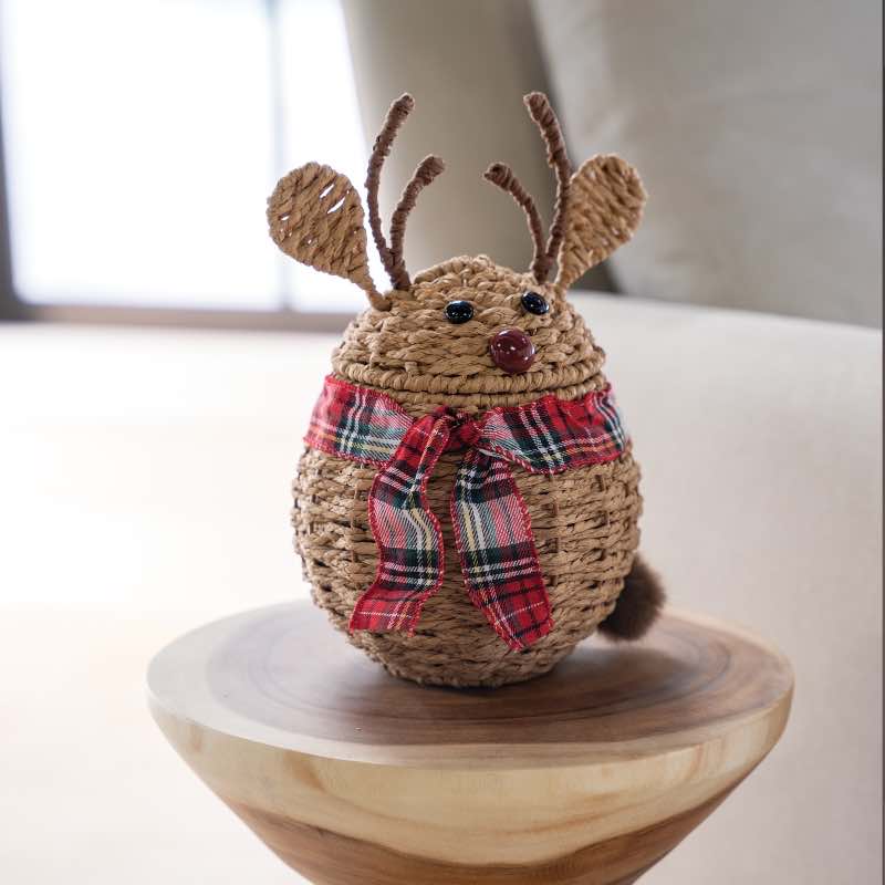 Wind and Weather Reindeer Handwoven Candy Basket