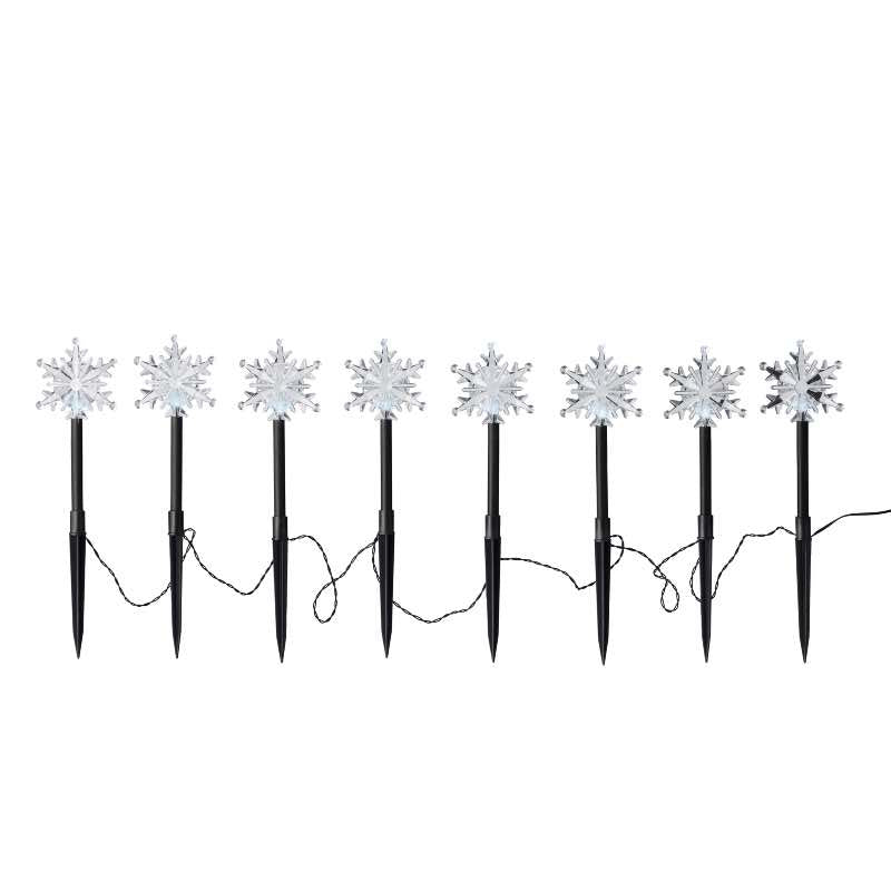 Wind and Weather 8 Solar Snowflake Stake Lights - Cool White Twinkle