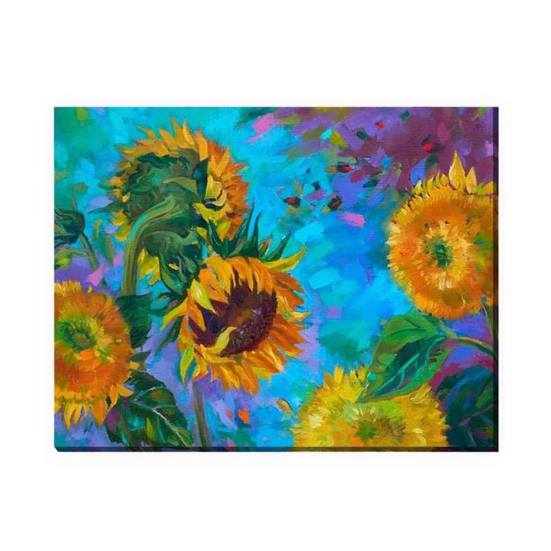 Wind and Weather Sunflower on Blue Outdoor Canvas Wall Art