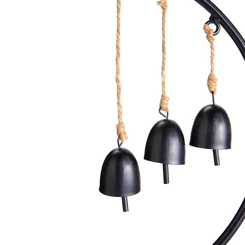 Wind and Weather Metal Garden Stake with Two Blown-Glass Birds and Three Bells