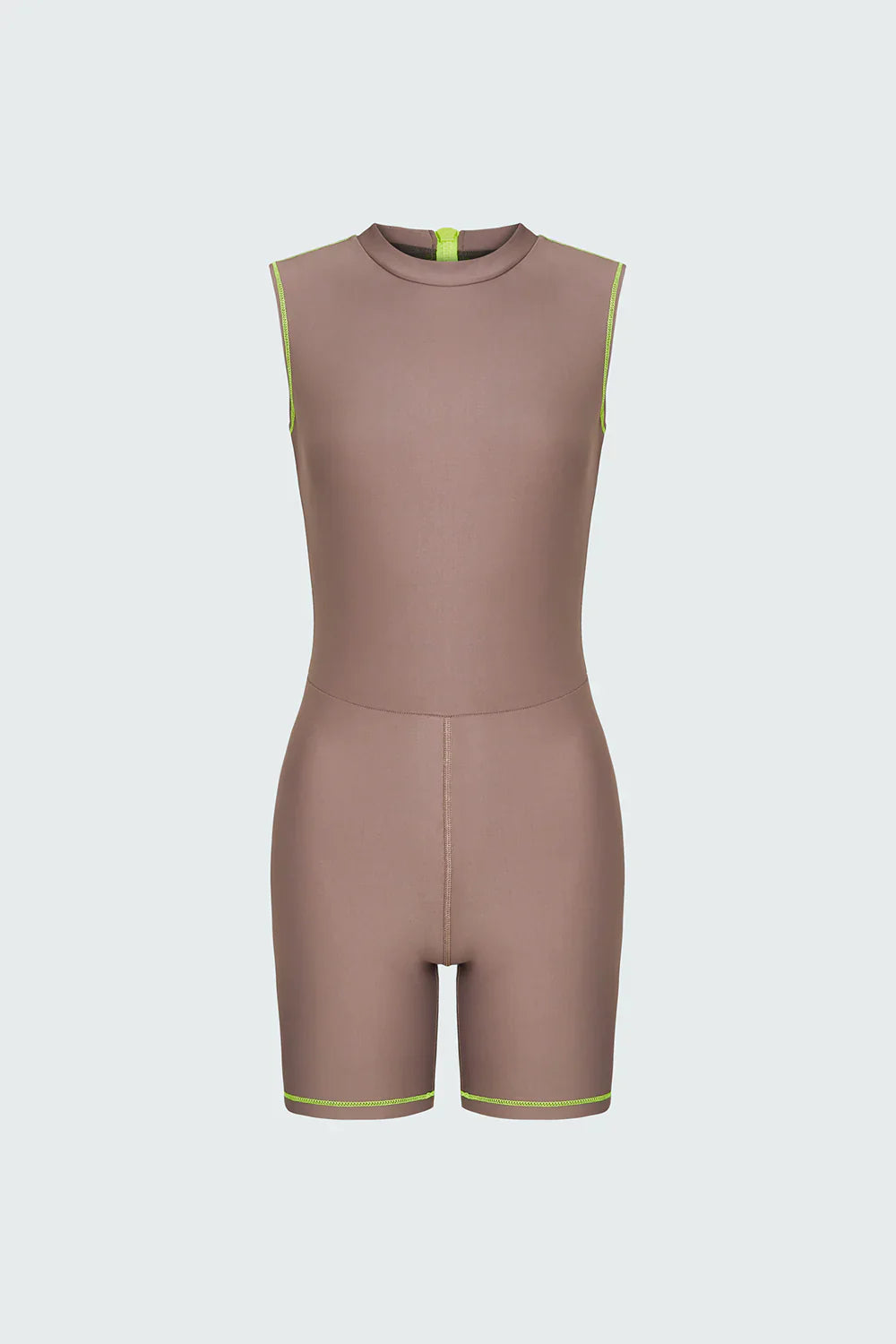 Watskin Sunwear Reiley Sleeveless Short Bodysuit in Taupe