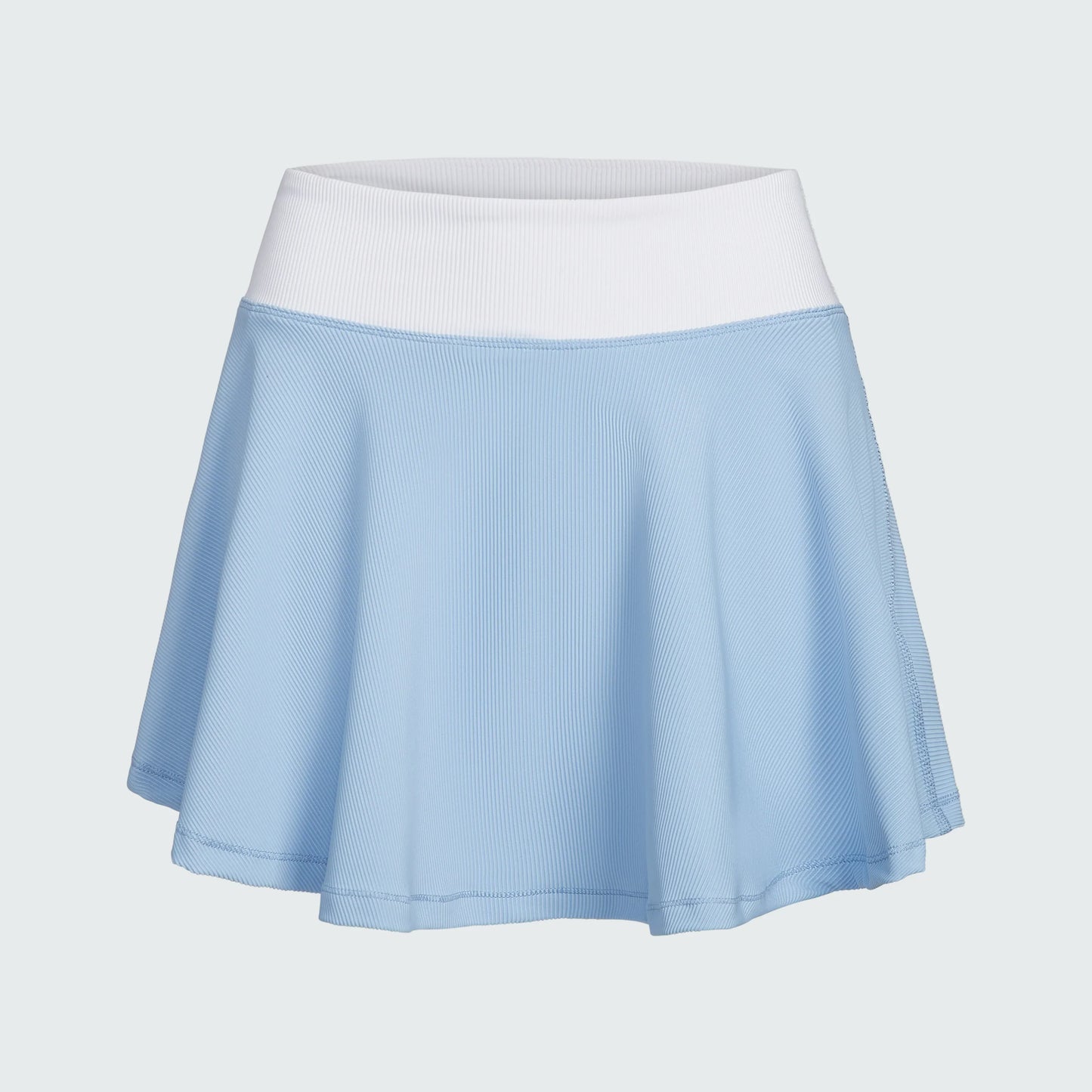 Watskin Sunwear Isabel Ribbed Tennis Skirt in Sky Blue and White
