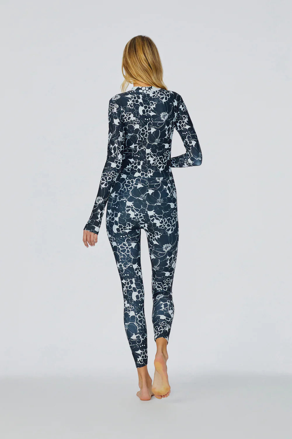 Watskin Sunwear Jenna Catsuit in Black and White Floral