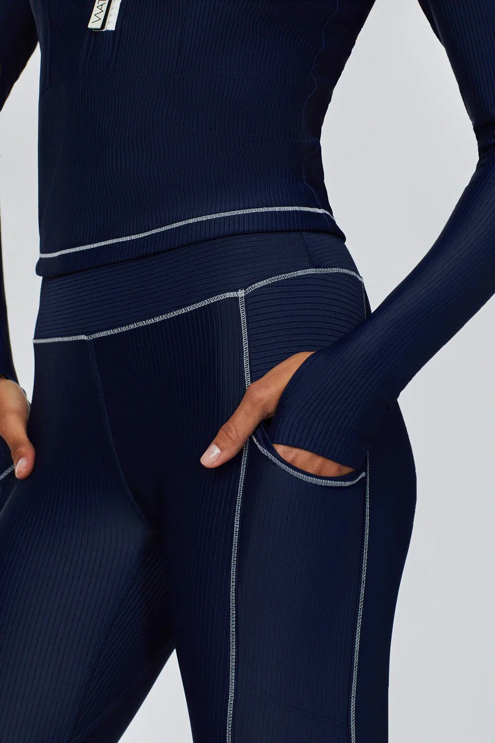 Watskin Sunwear Brynn Ribbed 7/8 Legging in Marine Navy