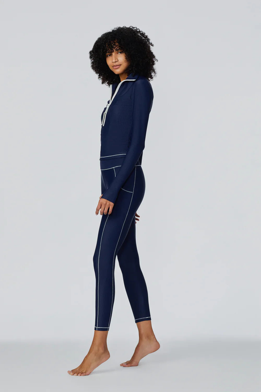 Watskin Sunwear Brynn Ribbed 7/8 Legging in Marine Navy