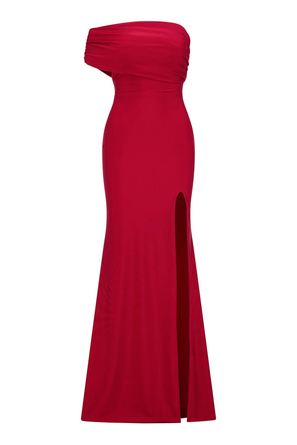 Alamour The Label Stefani One Shoulder Jersey Wine Red Gown