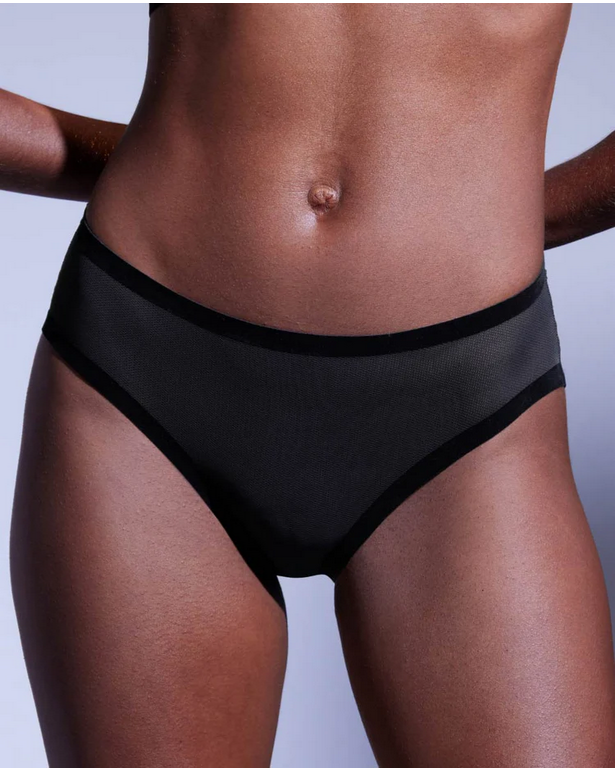 EBY Bra Sheer Brief Slip-Proof Flocking  -  Black