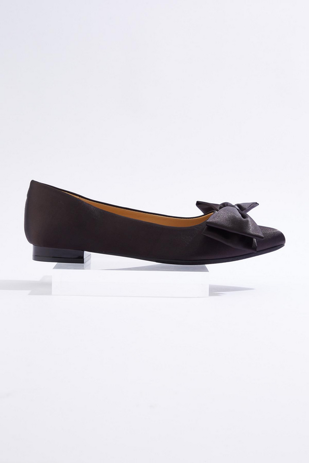 Cato Fashions Bow Vamp Black Satin Flats - IDEAL BLACK