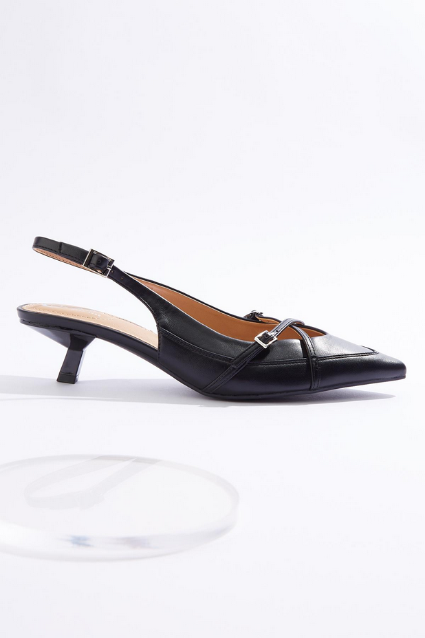 Cato Fashions Criss Cross Buckle Slingback Pumps - IDEAL BLACK