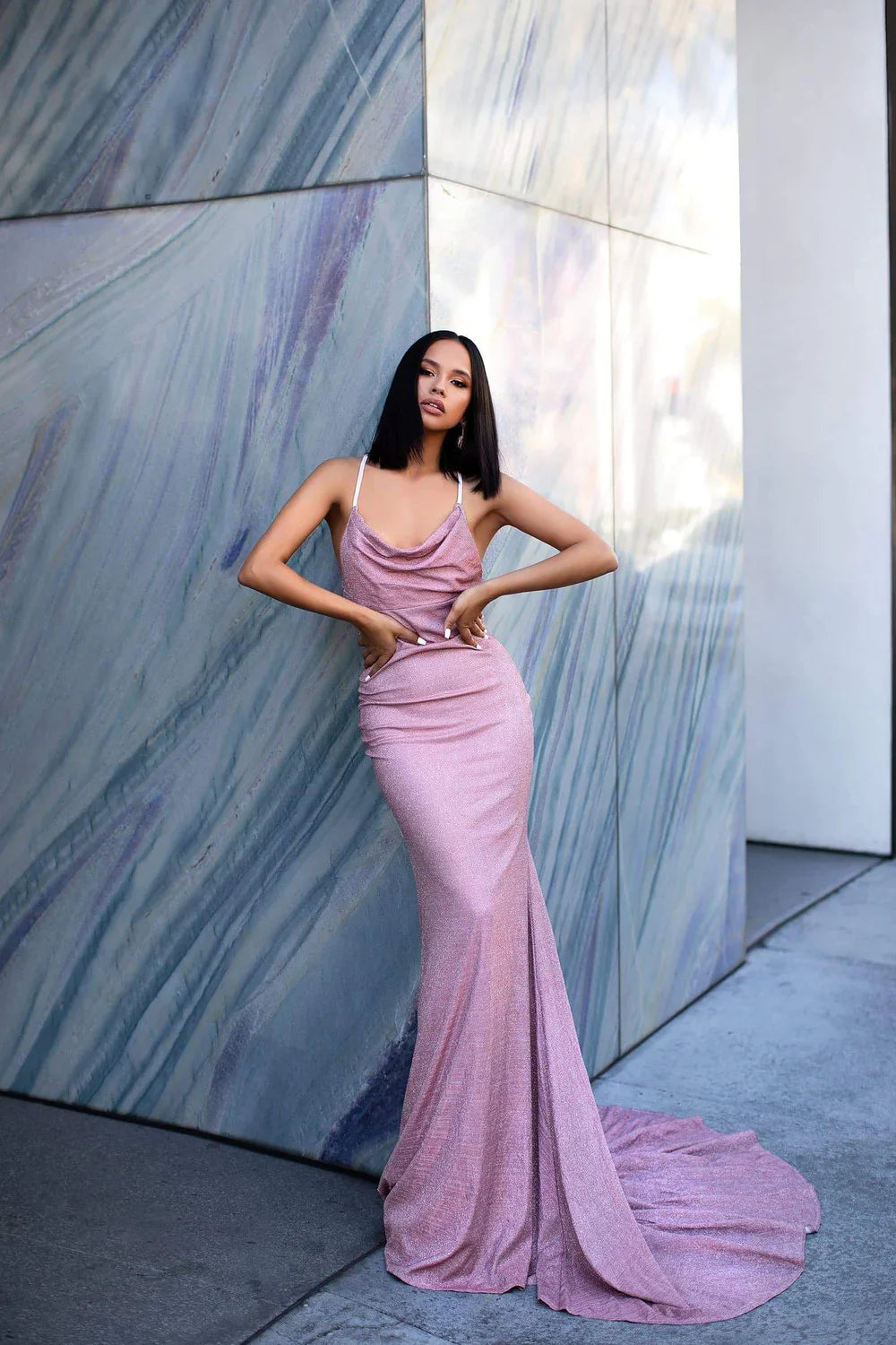 Alamour The Label Tanisha Lurex Gown - Dusty Pink