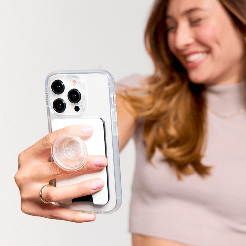 PopSockets White Clear MagSafe PopWallet+
