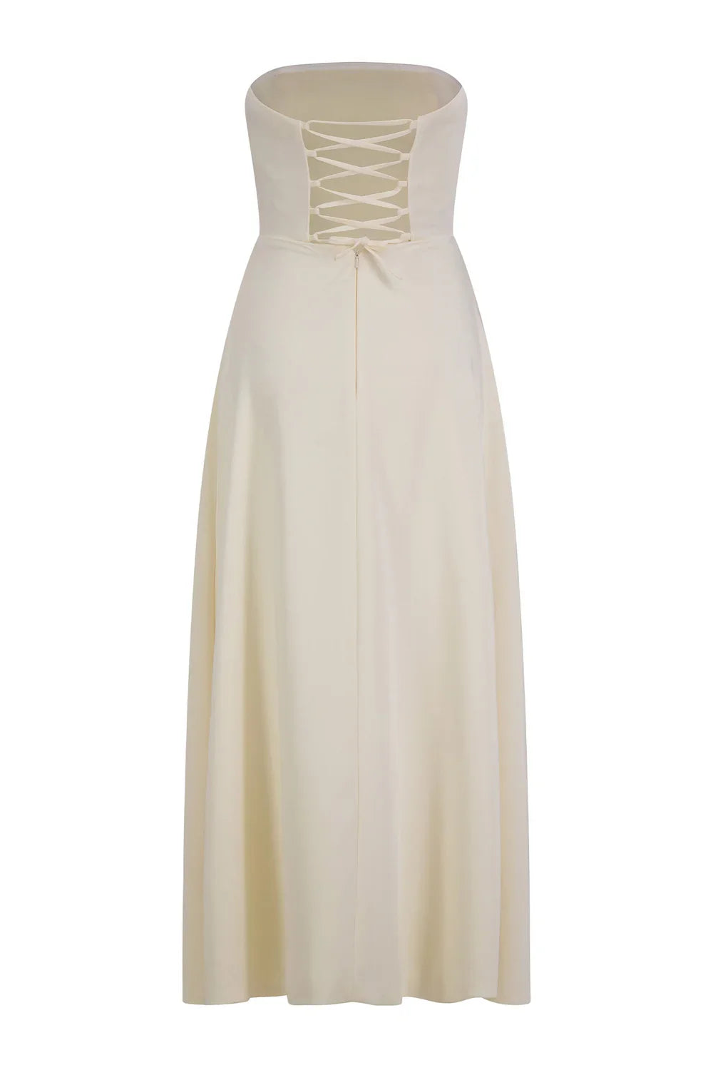 Alamour The Label Angelie Strapless Satin White Maxi