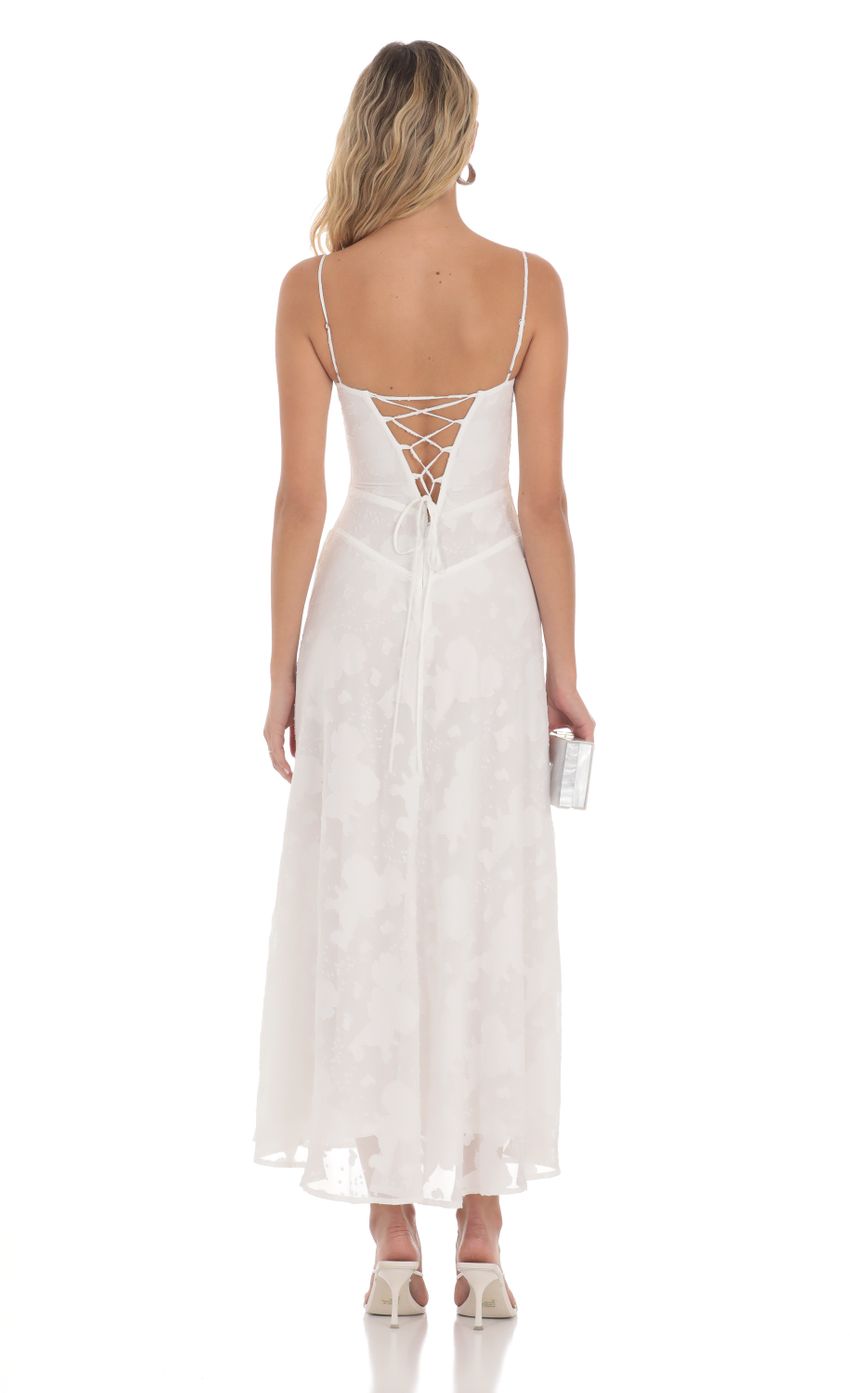 Lucy In The Sky Textured Floral Maxi Dress in White