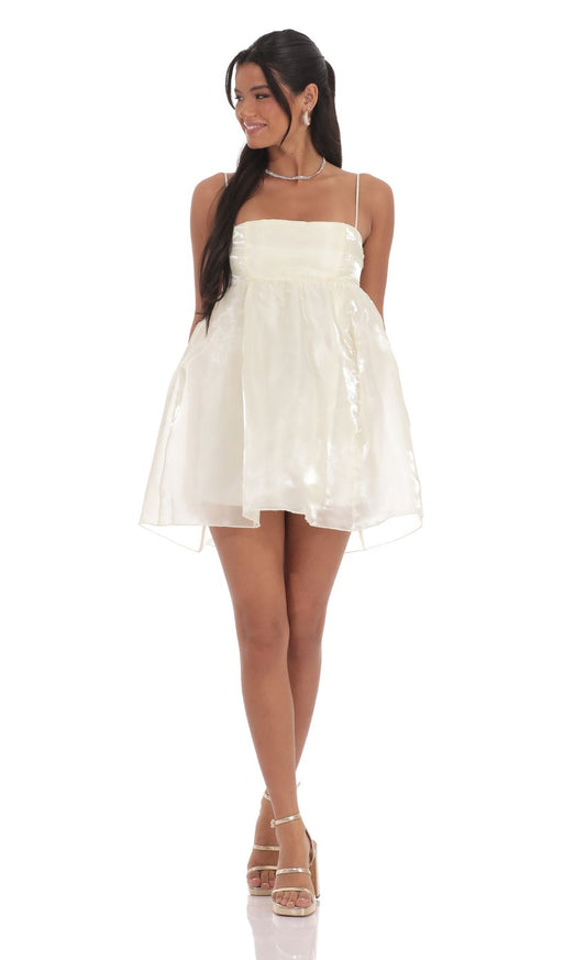 Lucy In The Sky Sheen Babydoll Dress in Cream