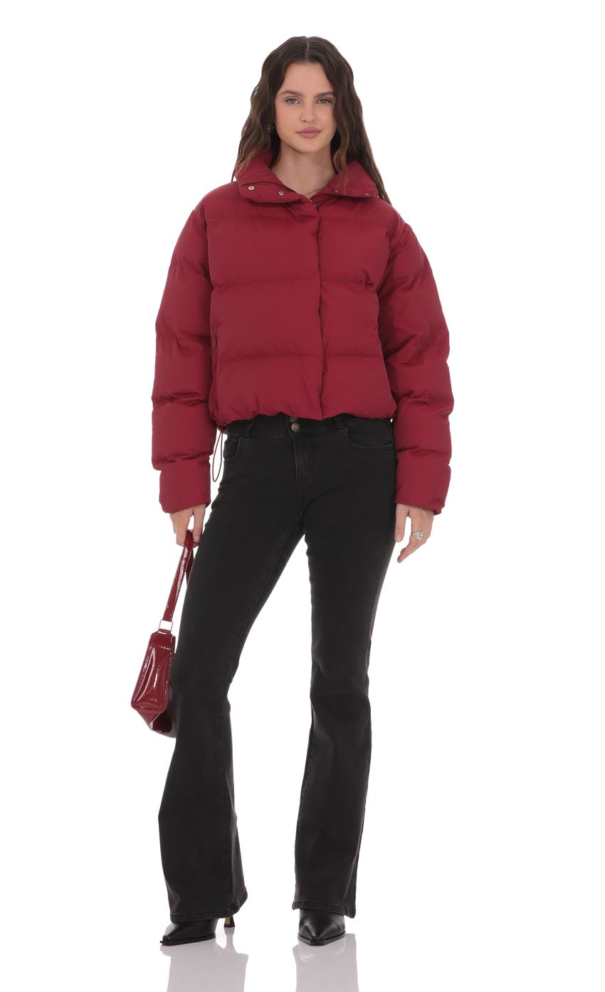 Lucy In The Sky Puffer Jacket in Deep Red