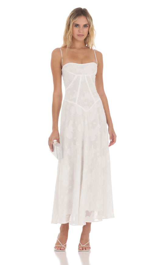 Lucy In The Sky Textured Floral Maxi Dress in White