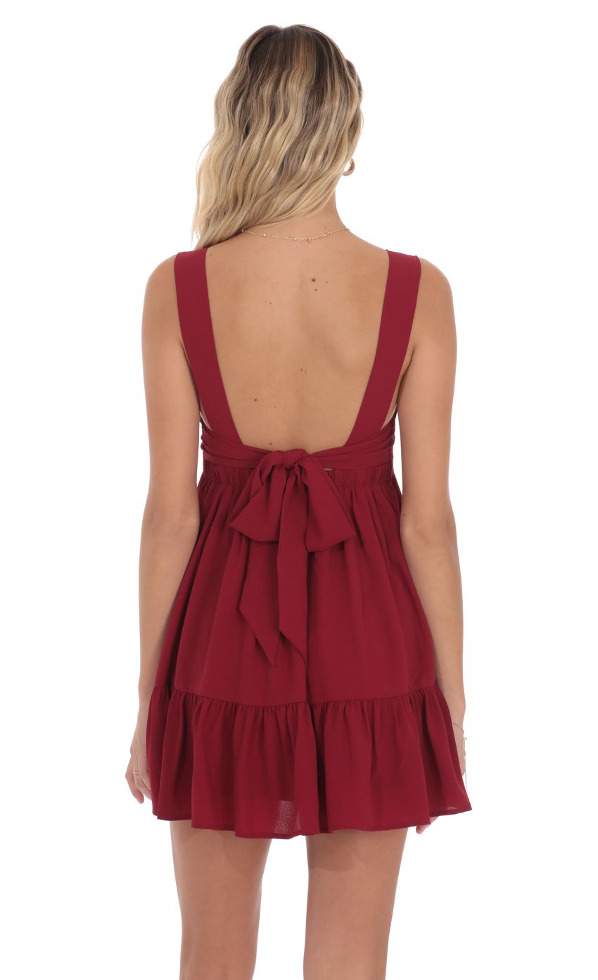 Lucy In The Sky Square Neckline Babydoll Dress in Red