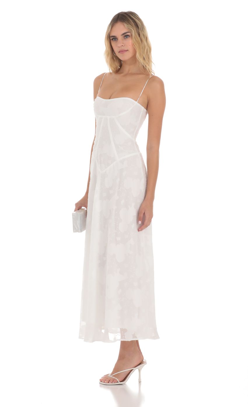 Lucy In The Sky Textured Floral Maxi Dress in White