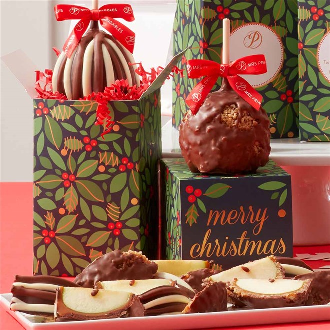 Mrs Prindables Golden Holly Caramel Apple Gift Set of 4