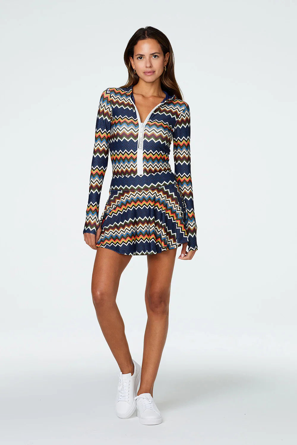 Watskin Sunwear Isabel Tennis Skirt in Zig Zag